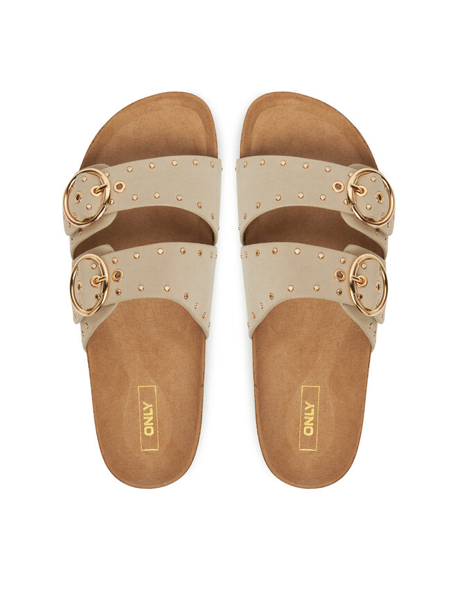 ONLY Shoes Шльопанці ONLY Shoes Onlmaxi-15 Pu Studs Buckle 15341190 Écru
