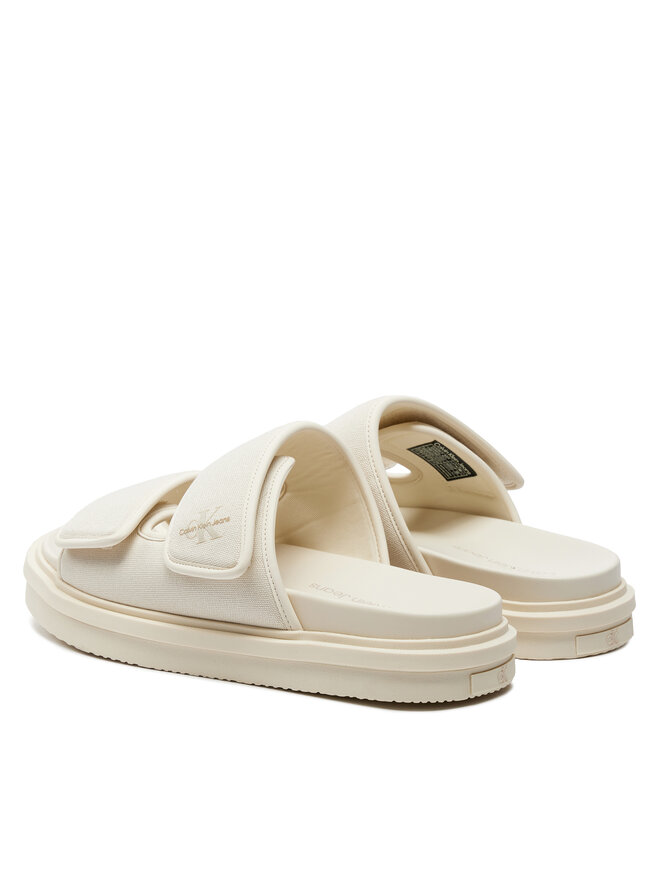 Calvin Klein Jeans Παντόφλες Calvin Klein Jeans Double Bar Sandal Mtl YM0YM01020 Εκρού