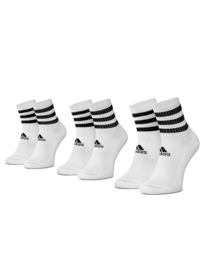 adidas Set de 3 perechi de șosete medii unisex adidas 3S Csh Crw3p DZ9346 Alb