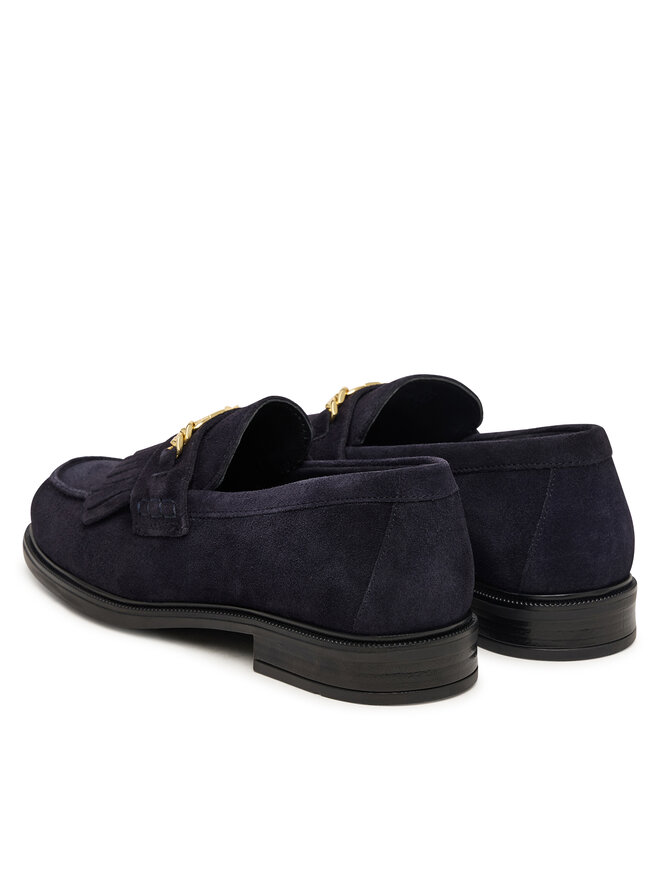 Tommy Hilfiger Slipper Tommy Hilfiger Th Chain Fringe Suede Loafer FW0FW09918 Dunkelblau