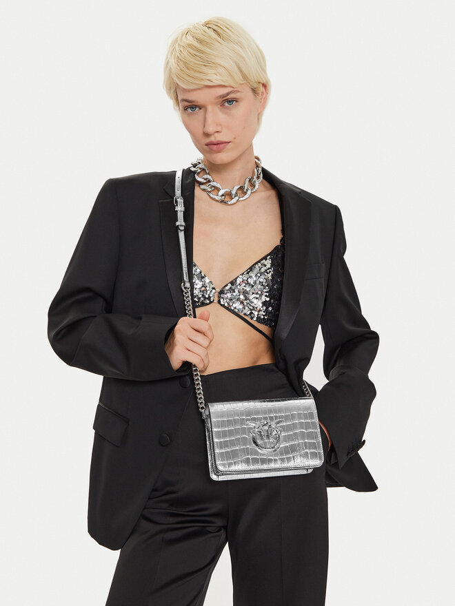PINKO Kabelka PINKO Love Click Mini AI 24-25 PLTT 100067 A1W5 Stříbrná