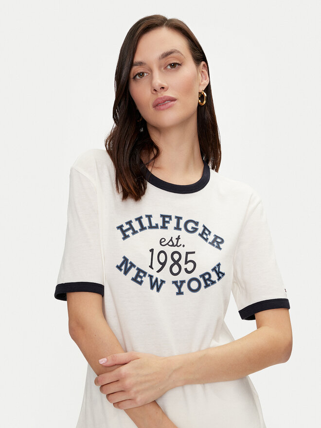 Tommy Hilfiger Tommy Hilfiger Marškinėliai Varsity Ringer WW0WW42585 Balta Regular Fit