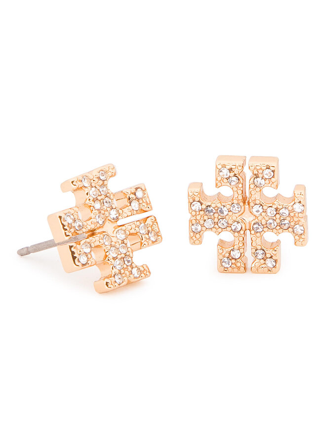 Tory Burch Сережки Tory Burch Crystal Logo Stud Earring 53423 Золотий