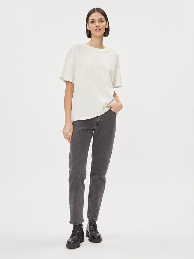 Wrangler Wrangler Marškinėliai Girlfriend 112343069 Balta Loose Fit