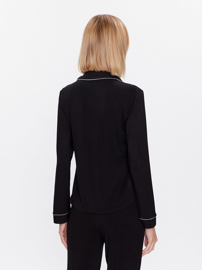 Hunkemöller Hunkemöller Μπλούζα πιτζάμας Jacket 201739 Μαύρο Regular Fit