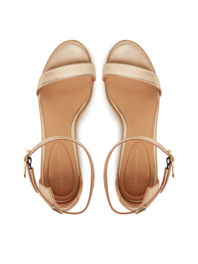 Tommy Hilfiger Espadryle Tommy Hilfiger Th Metallic Mid Wedge Espadrille FW0FW08663 Złoty