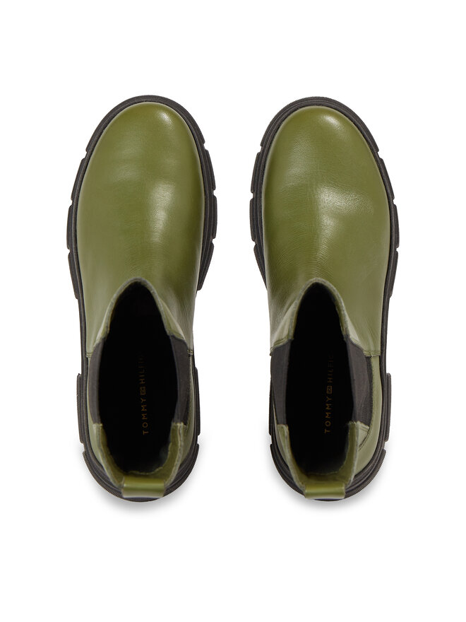 Tommy Hilfiger Μποτάκια με λάστιχο Tommy Hilfiger Essential Leather Chelsea Boot FW0FW07490 Πράσινο