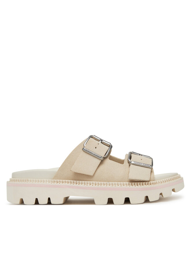 Tommy Jeans Papucs Tommy Jeans Double Strap Sandal Suede EN0EN02797 Ekru
