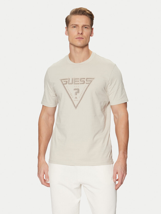 Guess Guess Marškinėliai Z5RI03 I3Z14 Smėlio Regular Fit