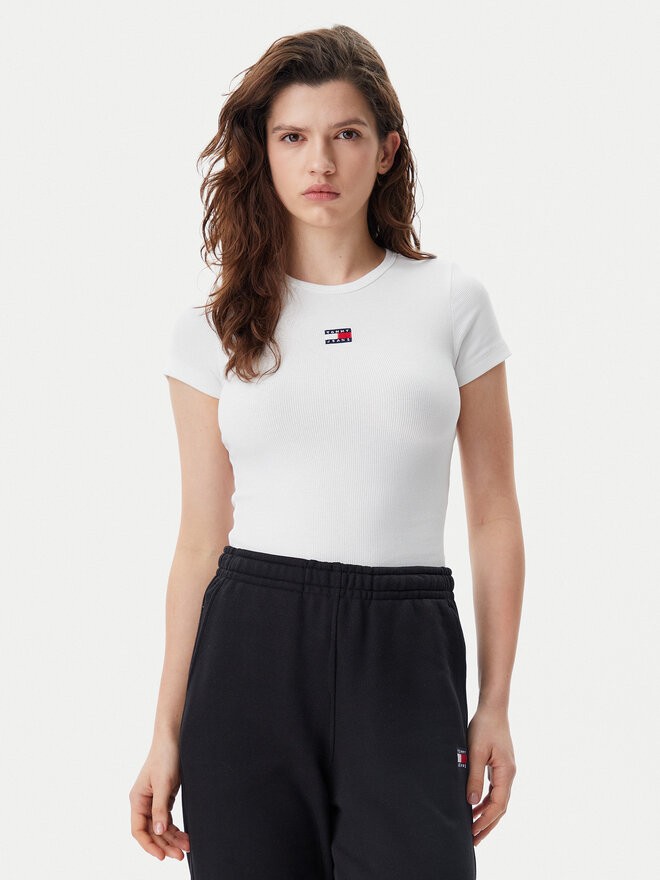 Tommy Jeans Tommy Jeans T-Shirt Badge DW0DW17881 Weiß Slim Fit