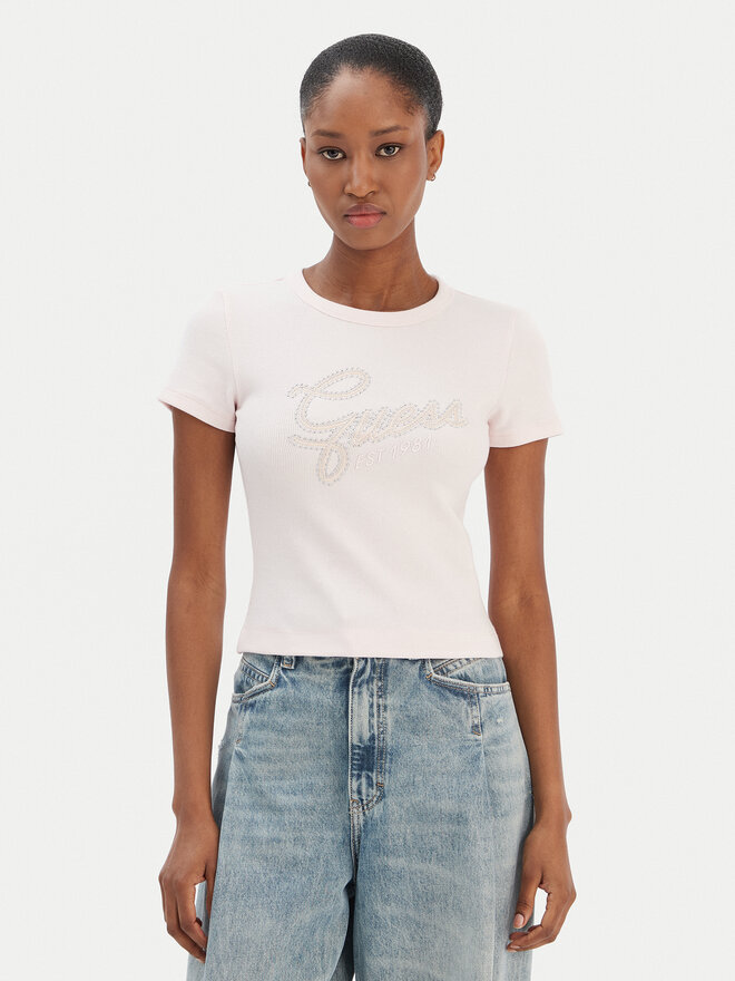 Guess Guess Футболка W6RI22 KA0H1 Рожевий Slim Fit