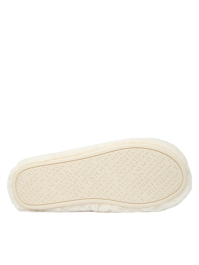 Tommy Hilfiger Papuci de casă Tommy Hilfiger Hilfiger Fur Slipper FW0FW08854 Alb