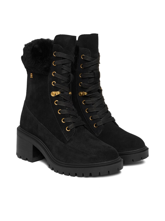 Tommy Hilfiger Schnürschuhe Tommy Hilfiger Th Shearling Lace Up Boot FW0FW08999 Schwarz