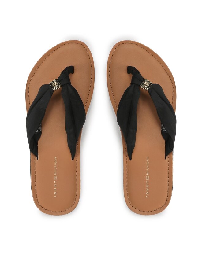 Tommy Hilfiger Japonki Tommy Hilfiger Th Elevated Beach Sandal FW0FW06985 Czarny