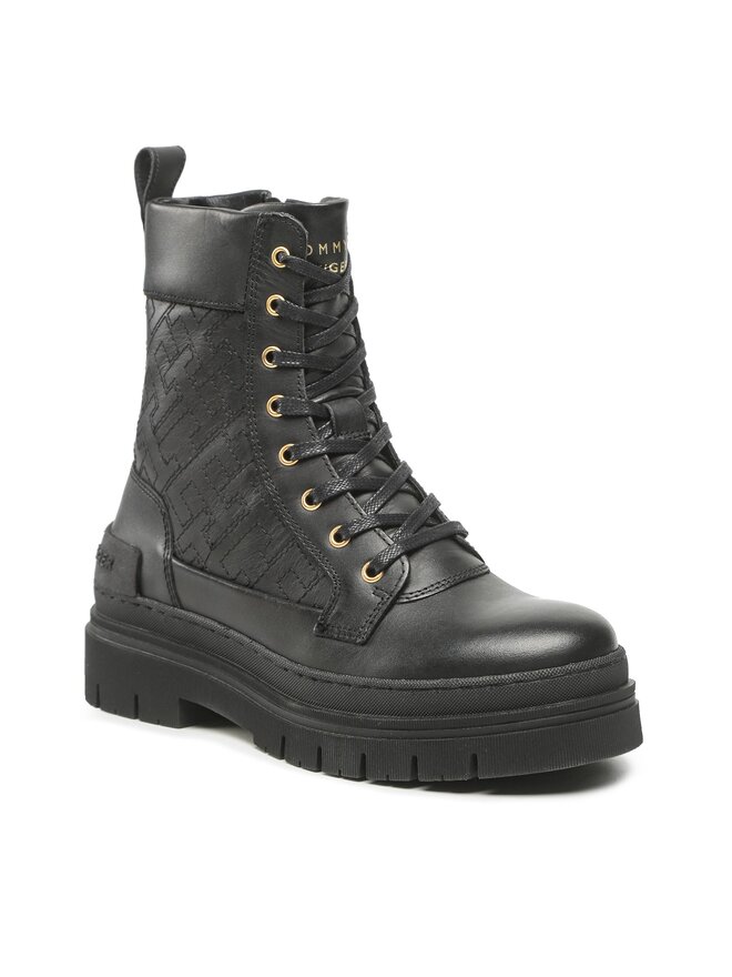 Tommy Hilfiger Botas Tommy Hilfiger Lace Up Zip Boot Monogram FW0FW06849 Negro