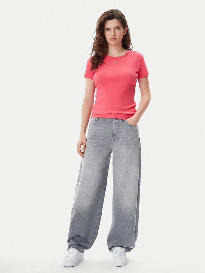 Tommy Jeans Tommy Jeans Póló Essential DW0DW17383 Rózsaszín Slim Fit