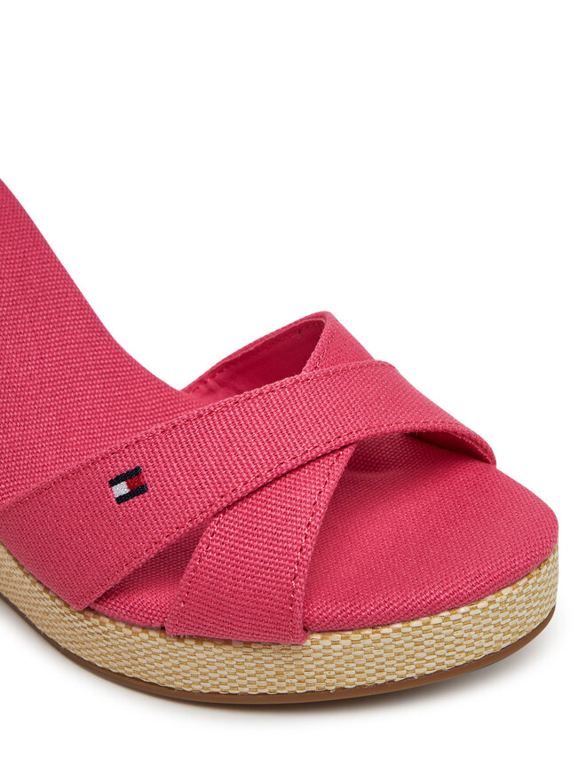 Tommy Hilfiger Sandały Tommy Hilfiger Flag High Wedge Espad Crisscross FW0FW08661 Różowy
