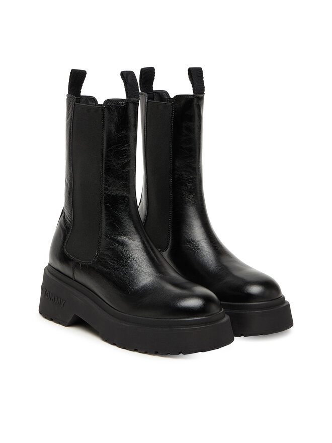Tommy Jeans Kotníková obuv s elastickým prvkem Tommy Jeans Tjw Chunky Shiny EN0EN02888 Černá