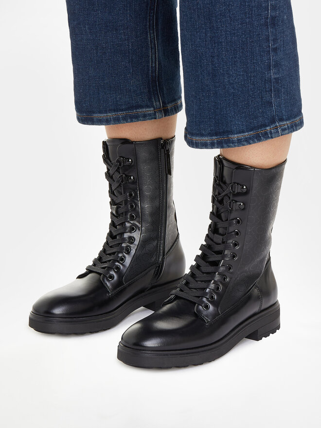 Calvin Klein Botas Calvin Klein Cleat Combat Boot - Epi Mono Mix HW0HW01713 Negro