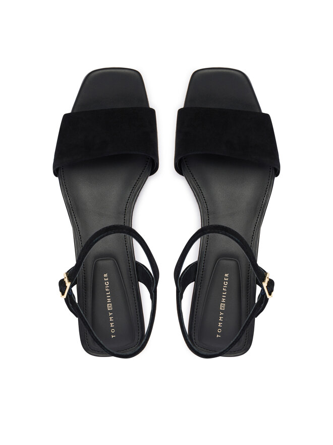 Tommy Hilfiger Sandalen Tommy Hilfiger Suede Wrapped Mid Wedge FW0FW09235 Schwarz