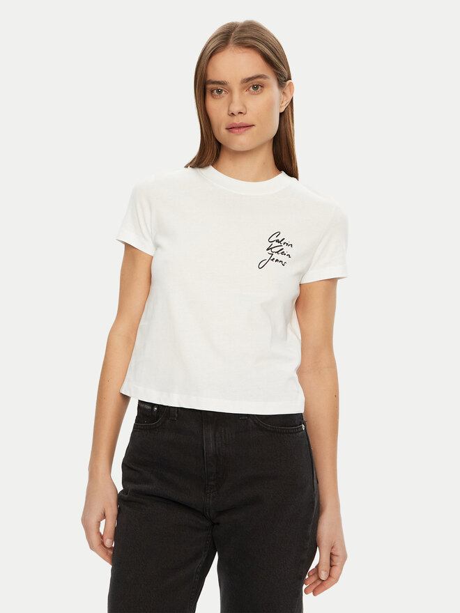 Calvin Klein Jeans Calvin Klein Jeans Camiseta Script Institutional J20J224984 Blanco Slim Fit