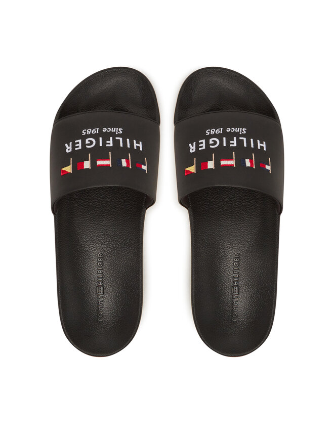 Tommy Hilfiger Şlapi Tommy Hilfiger Flags Pool Slide FM0FM05431 Negru