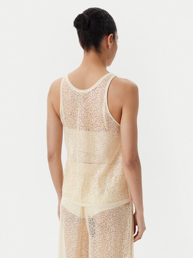 PINKO PINKO Top Waiting canottiera rete Beige Slim Fit