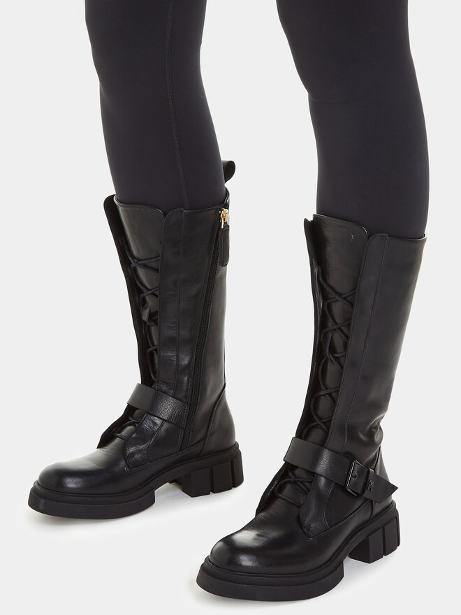 Tommy Hilfiger Ботуши Tommy Hilfiger Cool Monochromatic Bikerboot FW0FW07338 Черен