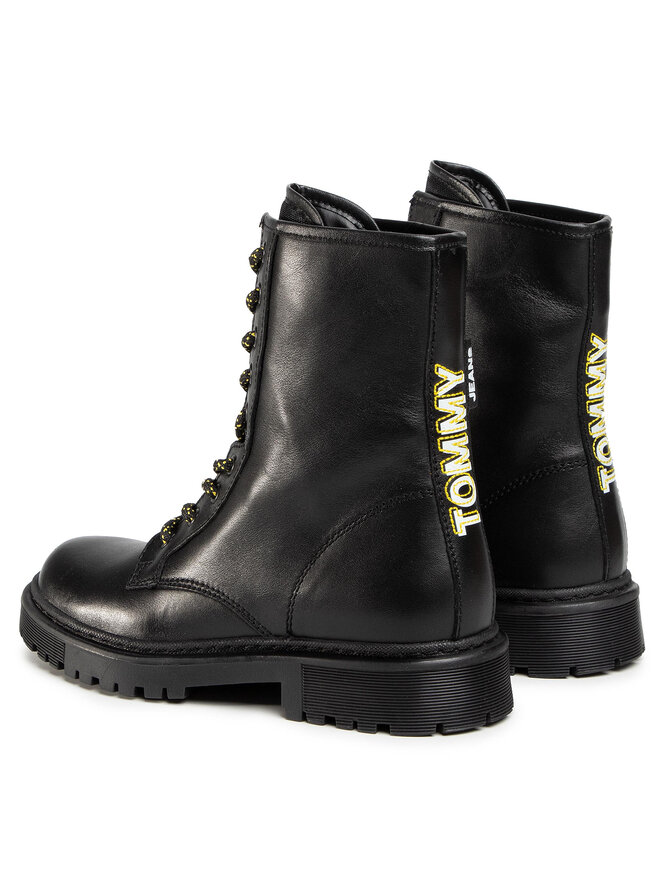 Tommy Jeans Schnürstiefeletten Tommy Jeans Double Detail Lace Up Boot EN0EN01094 Schwarz