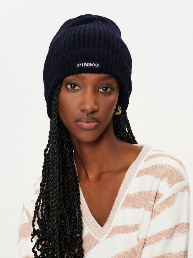 PINKO Mütze Pinko Lambkin Cuffia AI 24-25 BLK01 104489 A1CH Dunkelblau
