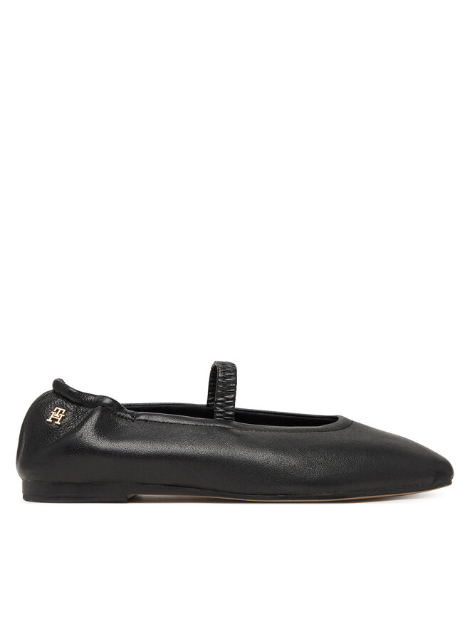 Tommy Hilfiger Ballerinas Tommy Hilfiger Soft Leather Ellastic Ballerina FW0FW09245 Schwarz