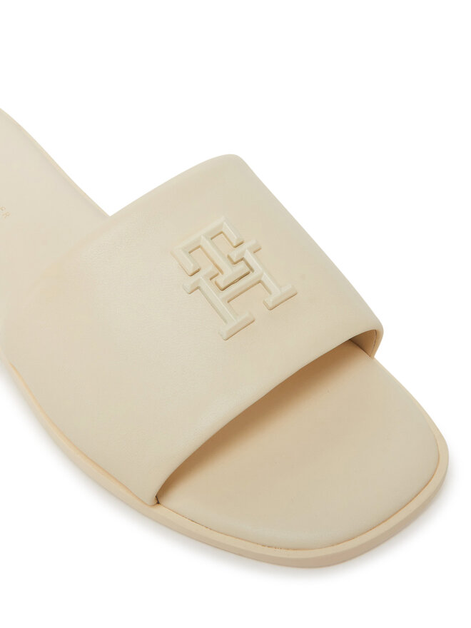 Tommy Hilfiger Pantoletten Tommy Hilfiger Th Logo Hardware Leather Mule FW0FW08806 Écru