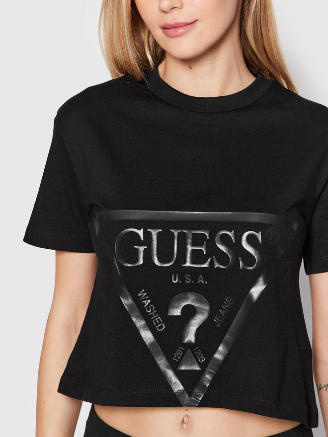 Guess Guess Marškinėliai V2YI06 K8HM0 Juoda Regular Fit