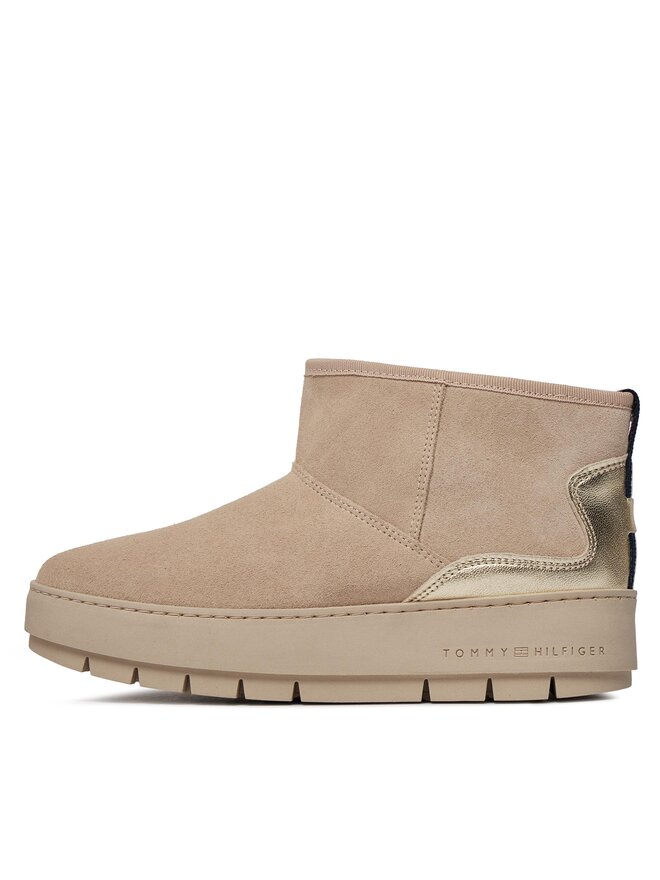 Tommy Hilfiger Hótaposó Tommy Hilfiger Metallic Suede Snowboot FW0FW07850 Bézs