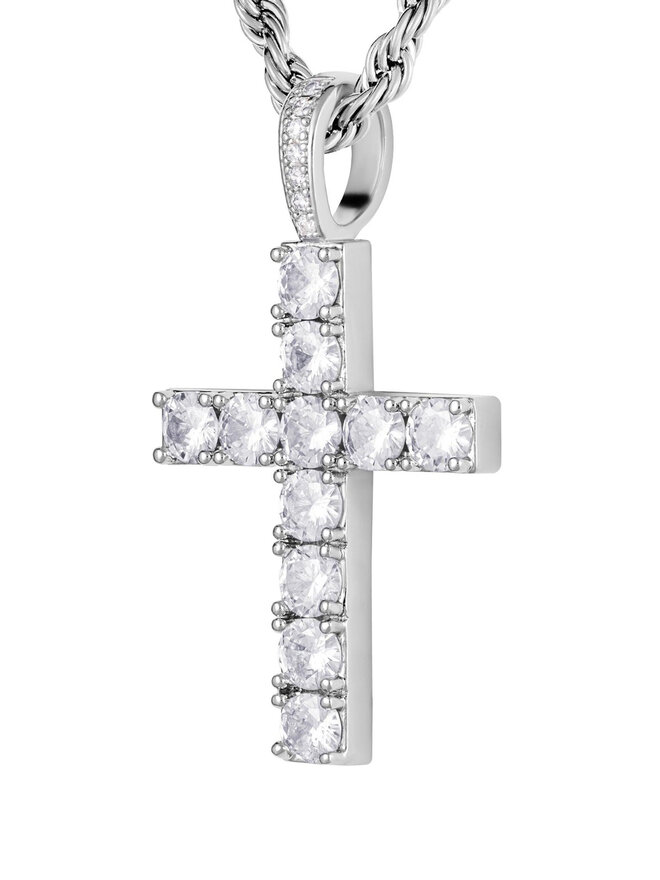 ICED STUFF Ciondolo ICED STUFF Diamond Cross Oro bianco