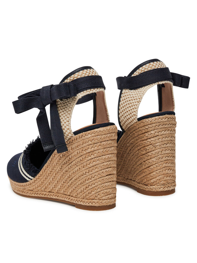 Tommy Hilfiger Еспадрили Tommy Hilfiger Fringe Canvas High Wedge FW0FW08878 Тъмносин