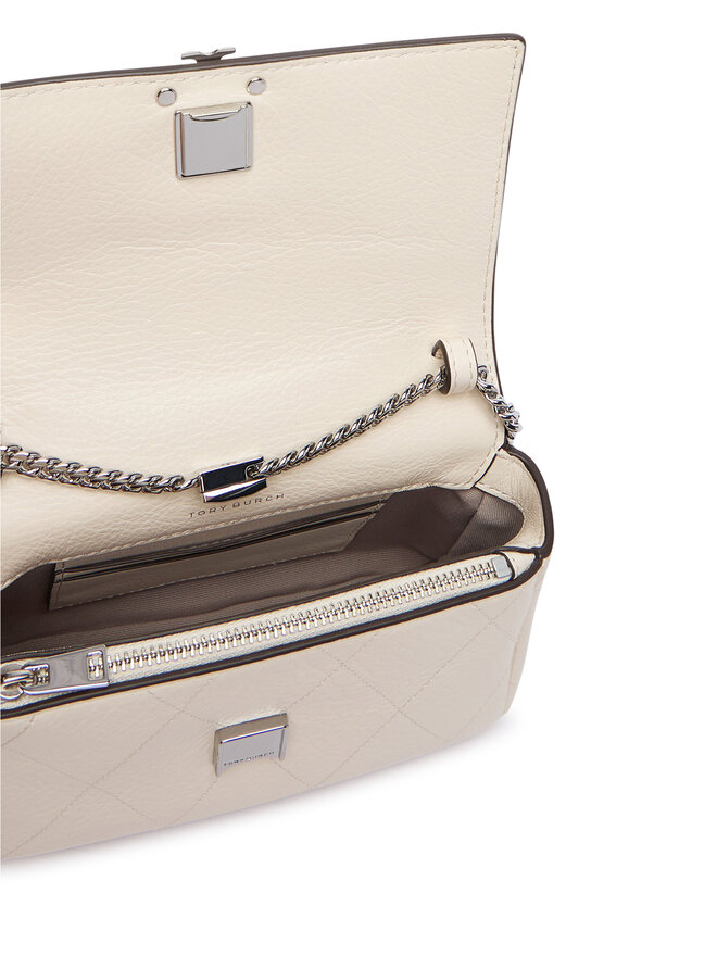 Tory Burch Сумка Tory Burch Charlie Quilted Mini Top Handle Chain Wallet 186032 Кремовий