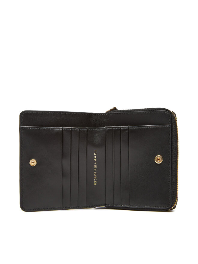 Tommy Hilfiger Μικρό Πορτοφόλι Γυναικείο Tommy Hilfiger Th Leather Slg Med Za Flap AW0AW17499 Μαύρο