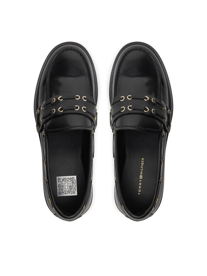 Tommy Hilfiger Loafersy Tommy Hilfiger Nautical Eyelets FW0FW08148 Czarny