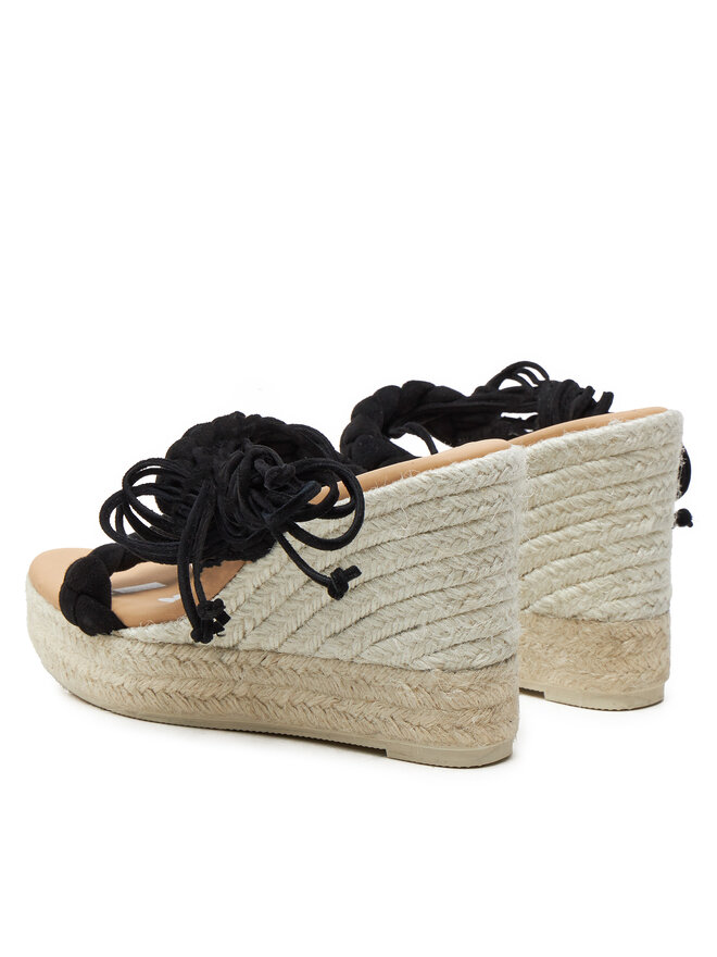 Manebi Espadrilky Manebi Hamptons Two Braided Bands Wedge Espadrilles K 1.0 WE Čierna