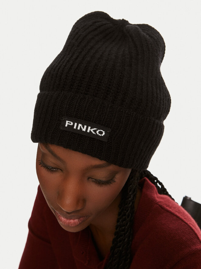 PINKO Czapka Pinko Lambkin Cuffia AI 24-25 BLK01 104489 A1CH Czarny