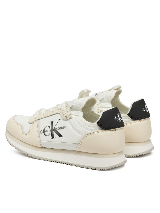 Calvin Klein Jeans Sneakersy Calvin Klein Jeans Runner Sock Laceup Ml Lth YW0YW01616 Biały