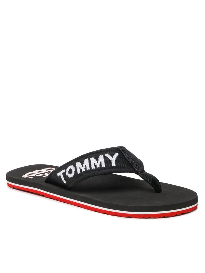 Tommy Jeans Japonki Tommy Jeans Flip Flop Logo Tape EM0EM01147 Czarny