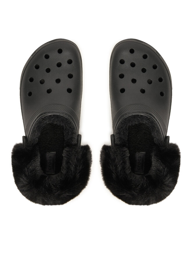 Crocs Pantoletten Crocs Classic Platform Fuzz Lined Clog 212854 Schwarz