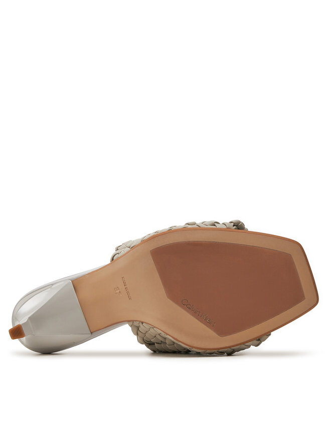 Calvin Klein Klapki Calvin Klein Heel Mule Sandal 70 Latt HW0HW02144 Beżowy