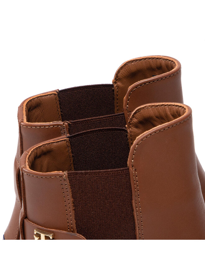 Tommy Hilfiger Jātnieku stila puszābaki Tommy Hilfiger Leather Flat Boot FW0FW06749 Brūns