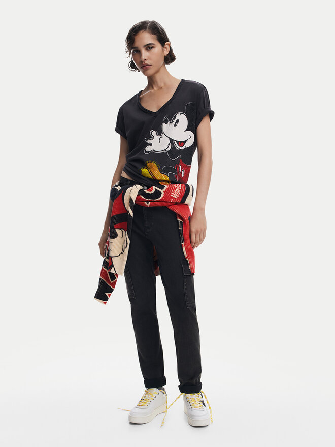 Desigual Desigual Marškinėliai Mickey Joker 25SWTKAG Juoda Regular Fit