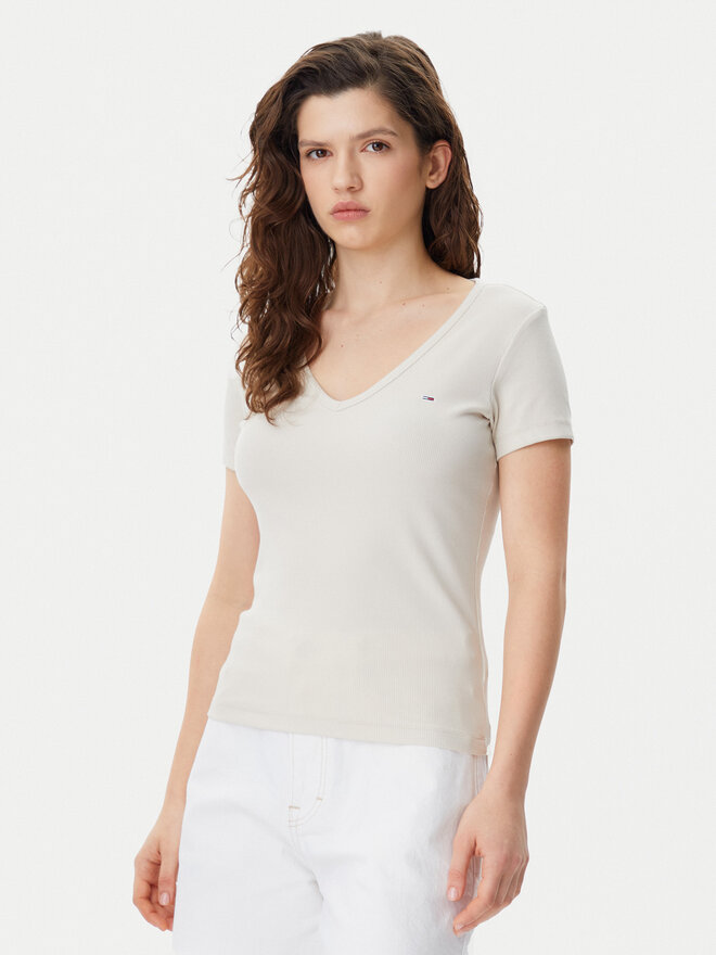Tommy Jeans Tommy Jeans Marškinėliai Essential DW0DW17385 Smėlio Slim Fit