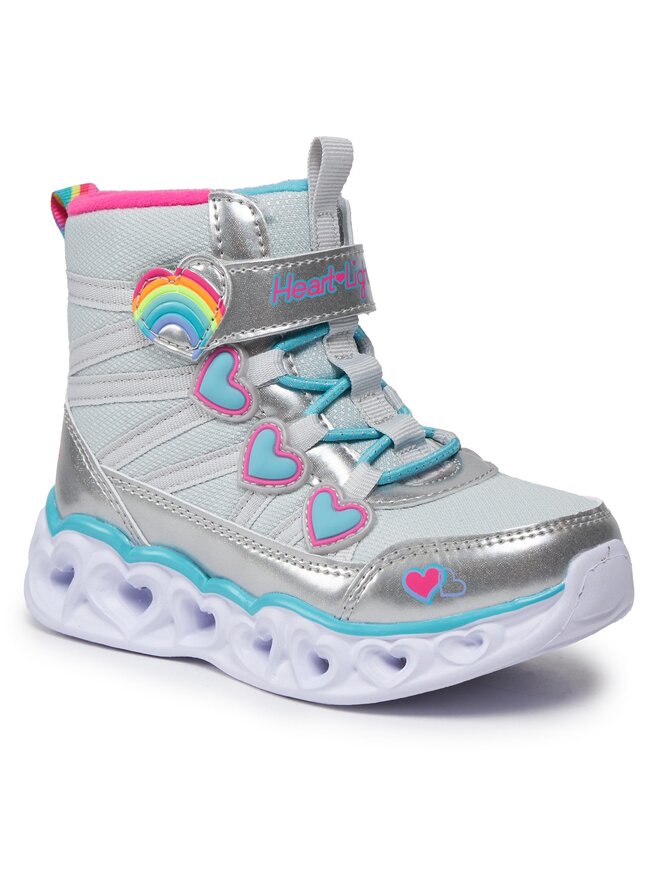 Skechers Kozačky Skechers Heart Lights Sweet Styling 302668L/SMLT Stříbrná