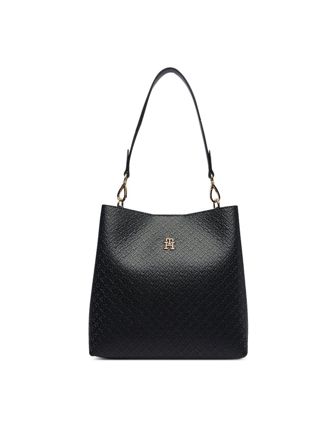 Tommy Hilfiger Handtasche Tommy Hilfiger Th Icon Shoulder Bag Mono AW0AW19000 Schwarz